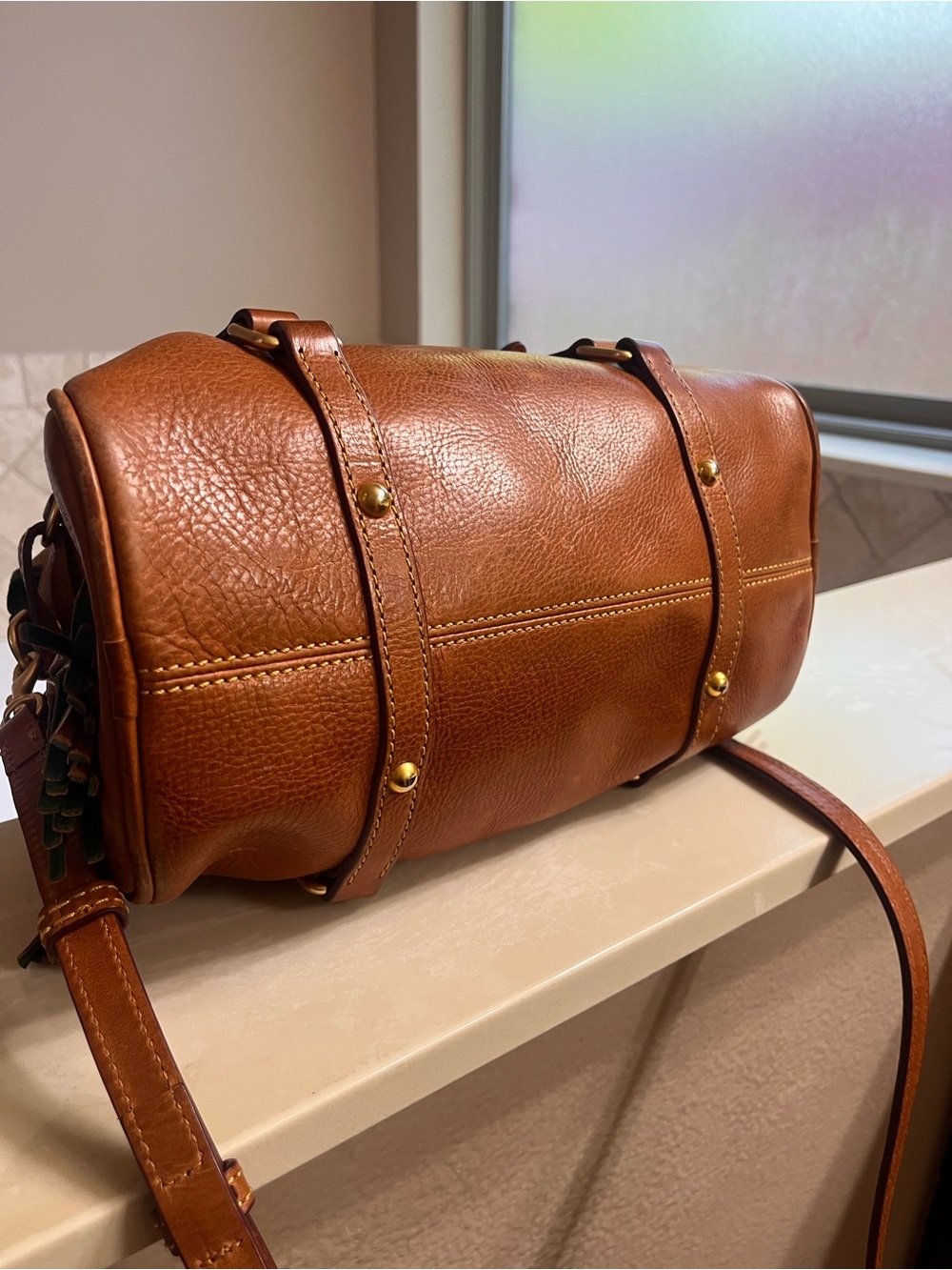 Dooney & Bourke Florentine Cognac Satchel with Tassel - Picture 16 of 16